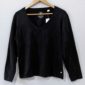 Chico's Zenergy Long Sleeve V-neck Top, Black, Large